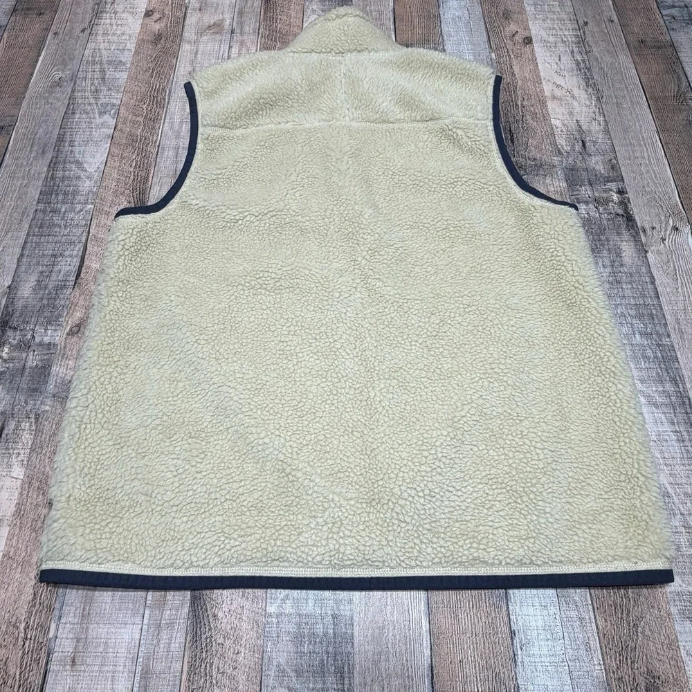 L.L.Bean Sherpa Fleece Vest Mens XL Ivory Full Zip Outdoor Hiking Camping Warm